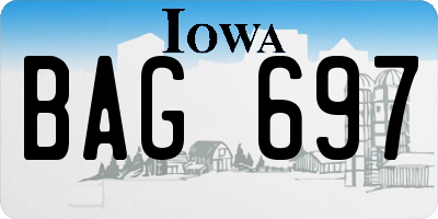 IA license plate BAG697