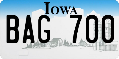 IA license plate BAG700