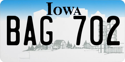 IA license plate BAG702
