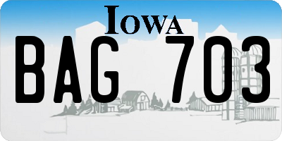 IA license plate BAG703