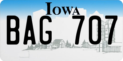 IA license plate BAG707