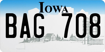 IA license plate BAG708