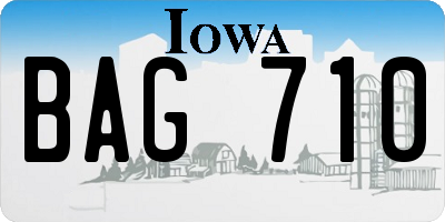IA license plate BAG710
