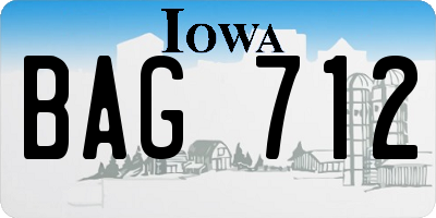 IA license plate BAG712