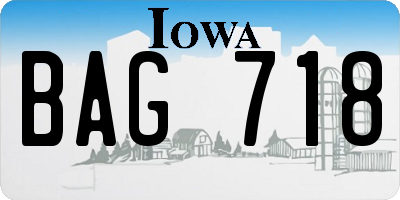 IA license plate BAG718