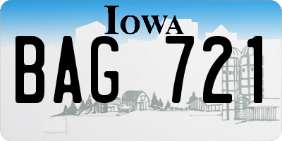 IA license plate BAG721