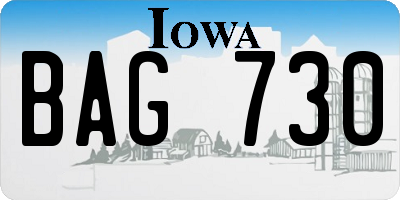 IA license plate BAG730