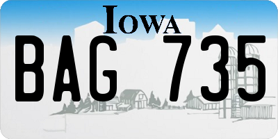 IA license plate BAG735