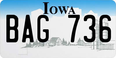 IA license plate BAG736