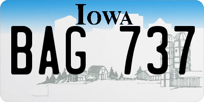 IA license plate BAG737