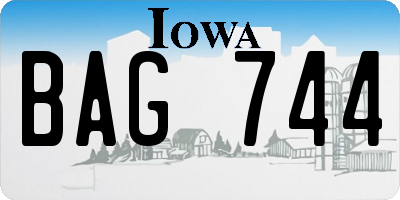 IA license plate BAG744