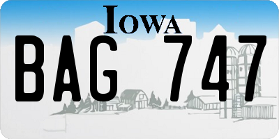 IA license plate BAG747