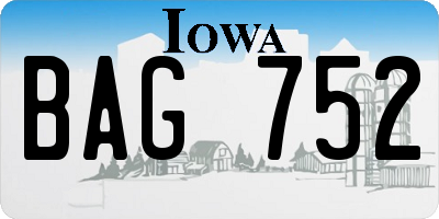 IA license plate BAG752