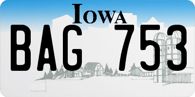 IA license plate BAG753