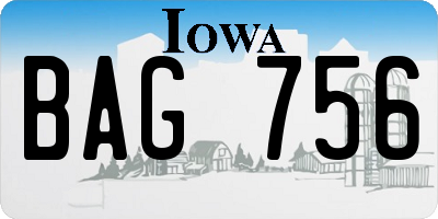 IA license plate BAG756