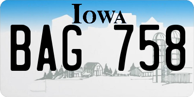 IA license plate BAG758