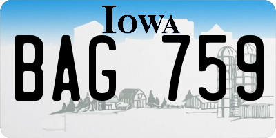 IA license plate BAG759