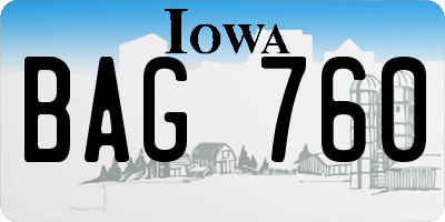 IA license plate BAG760