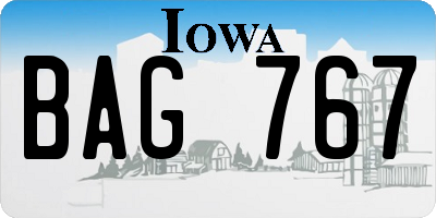 IA license plate BAG767
