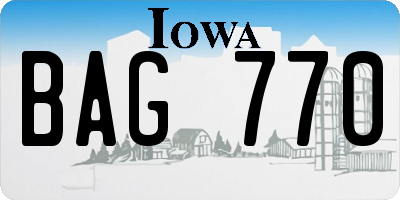 IA license plate BAG770