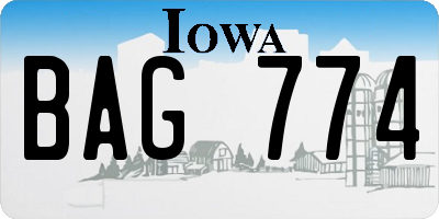 IA license plate BAG774