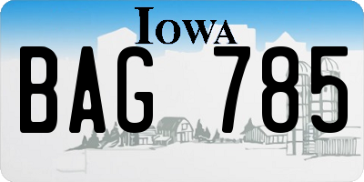 IA license plate BAG785