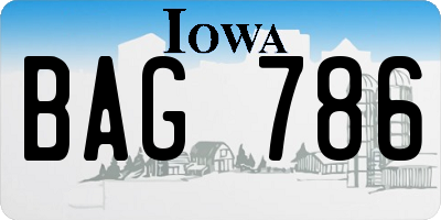 IA license plate BAG786