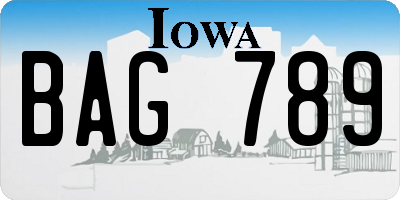 IA license plate BAG789