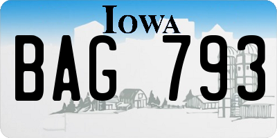 IA license plate BAG793