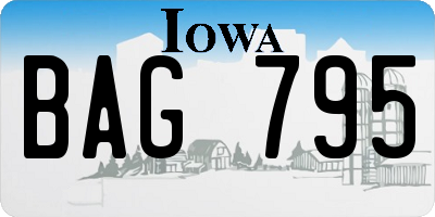 IA license plate BAG795
