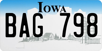 IA license plate BAG798