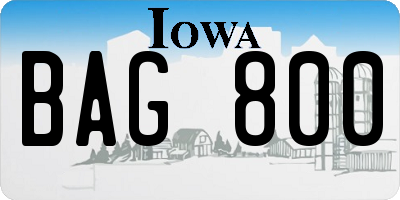IA license plate BAG800