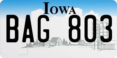 IA license plate BAG803