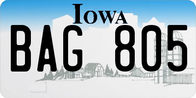 IA license plate BAG805
