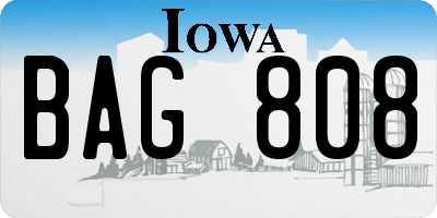 IA license plate BAG808