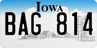 IA license plate BAG814