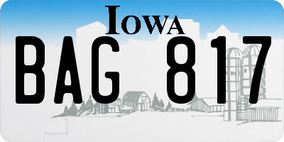 IA license plate BAG817