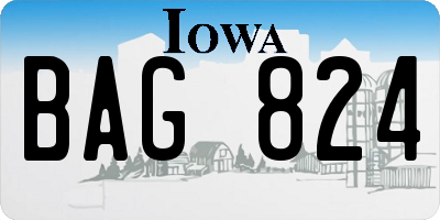 IA license plate BAG824