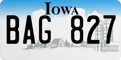 IA license plate BAG827