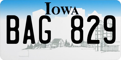 IA license plate BAG829