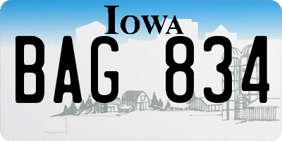 IA license plate BAG834