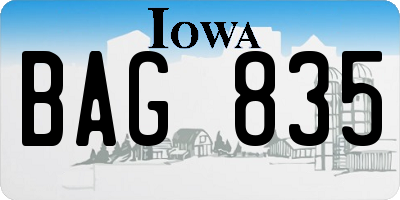 IA license plate BAG835
