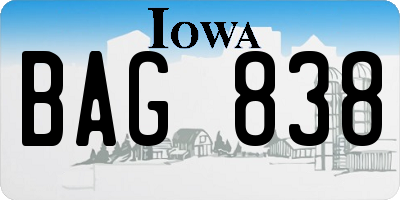 IA license plate BAG838