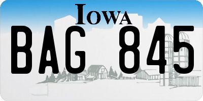 IA license plate BAG845