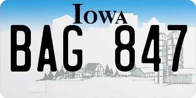 IA license plate BAG847