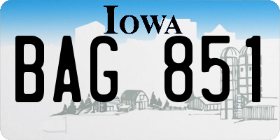 IA license plate BAG851