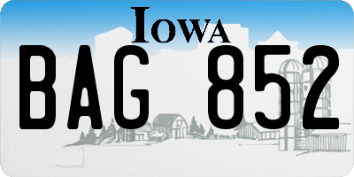 IA license plate BAG852