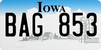 IA license plate BAG853