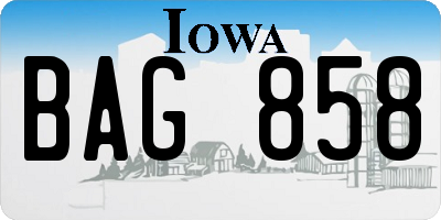 IA license plate BAG858