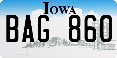 IA license plate BAG860
